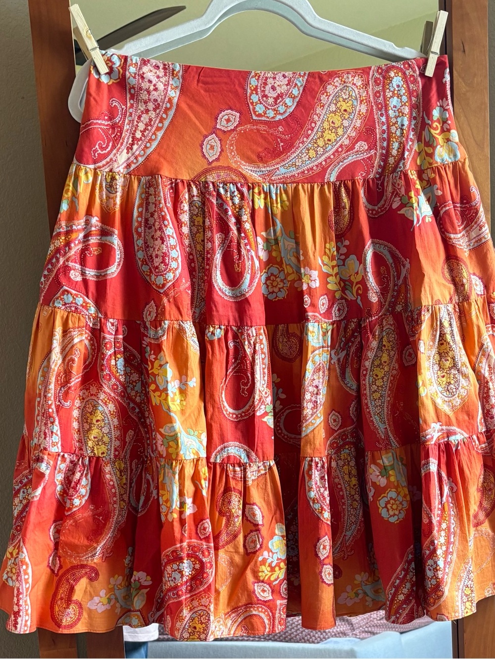 Chaps Paisley Tiered A-Line Skirt Women size M